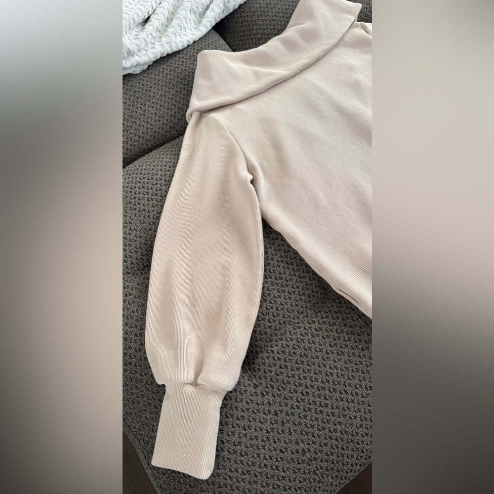 Varley Vine Half Zip Ribbed Pullover Sweatshirt in Mushroom Size XS Oversized - Picture 10 of 15